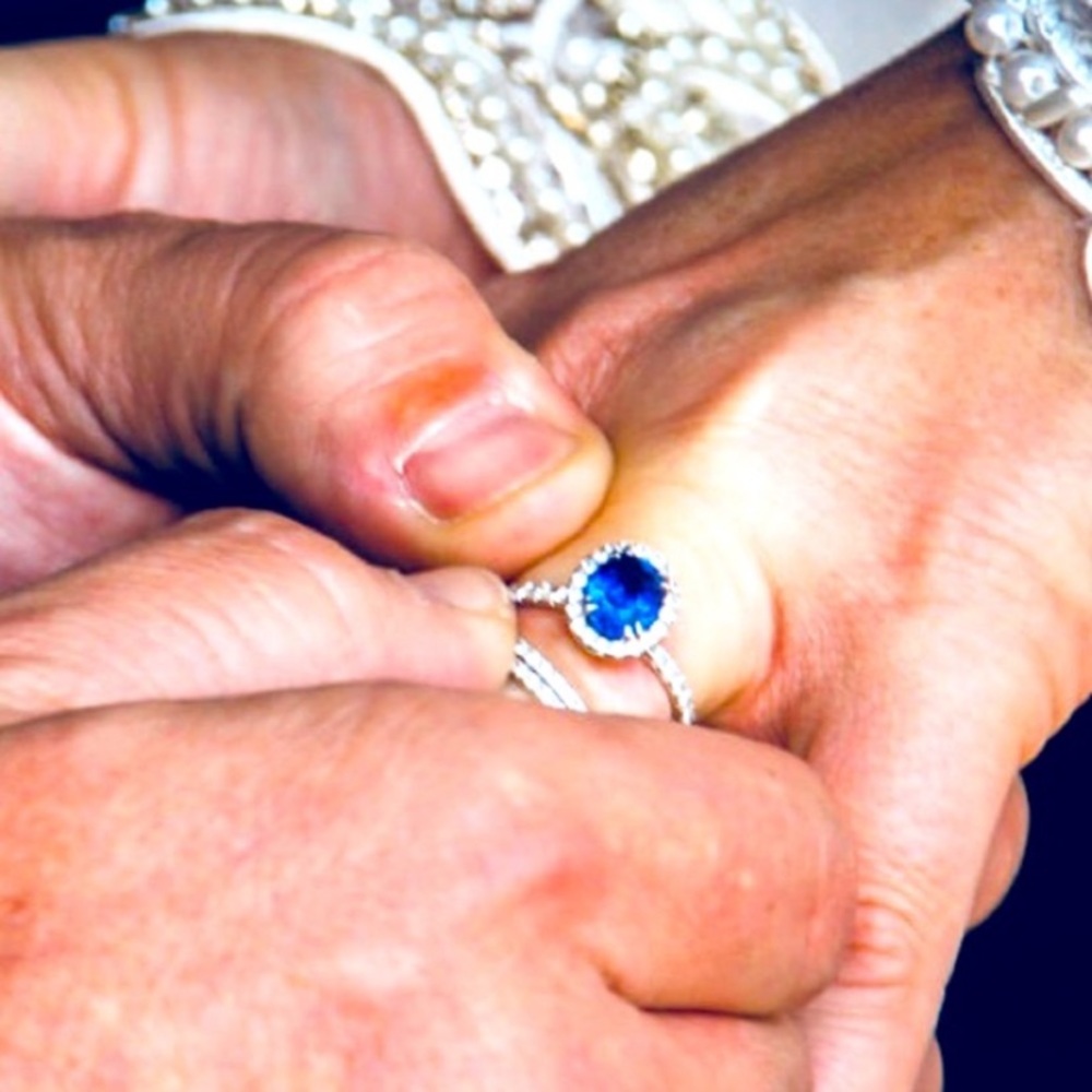 $18,000 custom Mark Broumand Sapphire engagement ring